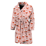 Cute Santa Claus Pattern Print Men's Bathrobe