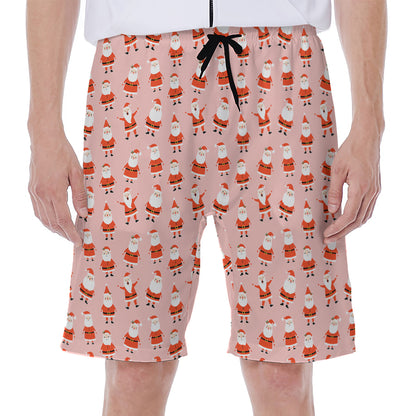 Cute Santa Claus Pattern Print Men's Beach Shorts