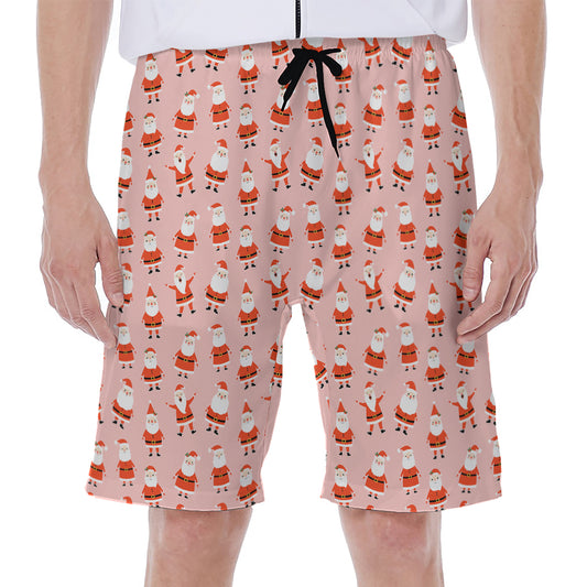 Cute Santa Claus Pattern Print Men's Beach Shorts