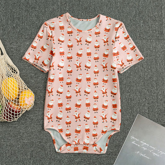 Cute Santa Claus Pattern Print Men's Bodysuit
