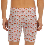 Cute Santa Claus Pattern Print Men's Long Boxer Briefs