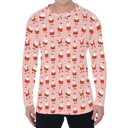 Cute Santa Claus Pattern Print Men's Long Sleeve T-Shirt