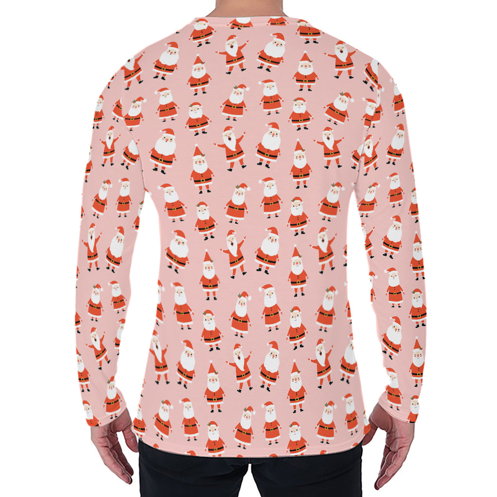 Cute Santa Claus Pattern Print Men's Long Sleeve T-Shirt
