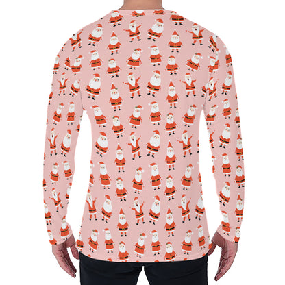 Cute Santa Claus Pattern Print Men's Long Sleeve T-Shirt