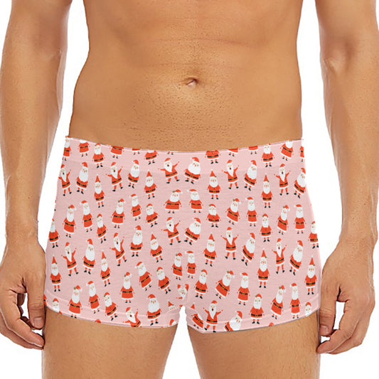 Cute Santa Claus Pattern Print Men's Short Boxer Briefs