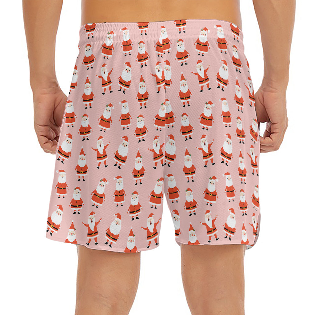 Cute Santa Claus Pattern Print Men's Split Running Shorts