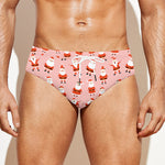 Cute Santa Claus Pattern Print Men's Swim Briefs