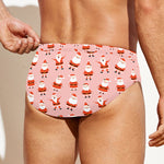 Cute Santa Claus Pattern Print Men's Swim Briefs