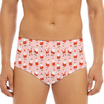 Cute Santa Claus Pattern Print Men's Triangle Swim Briefs