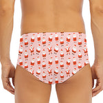 Cute Santa Claus Pattern Print Men's Triangle Swim Briefs