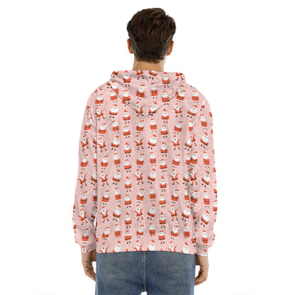 Cute Santa Claus Pattern Print Men's Velvet Pullover Hoodie