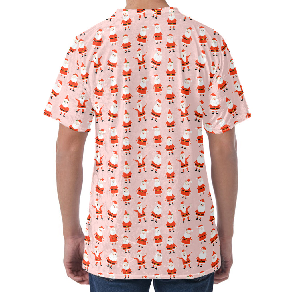 Cute Santa Claus Pattern Print Men's Velvet T-Shirt