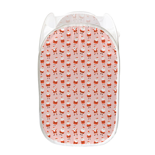 Cute Santa Claus Pattern Print Mesh Laundry Hamper