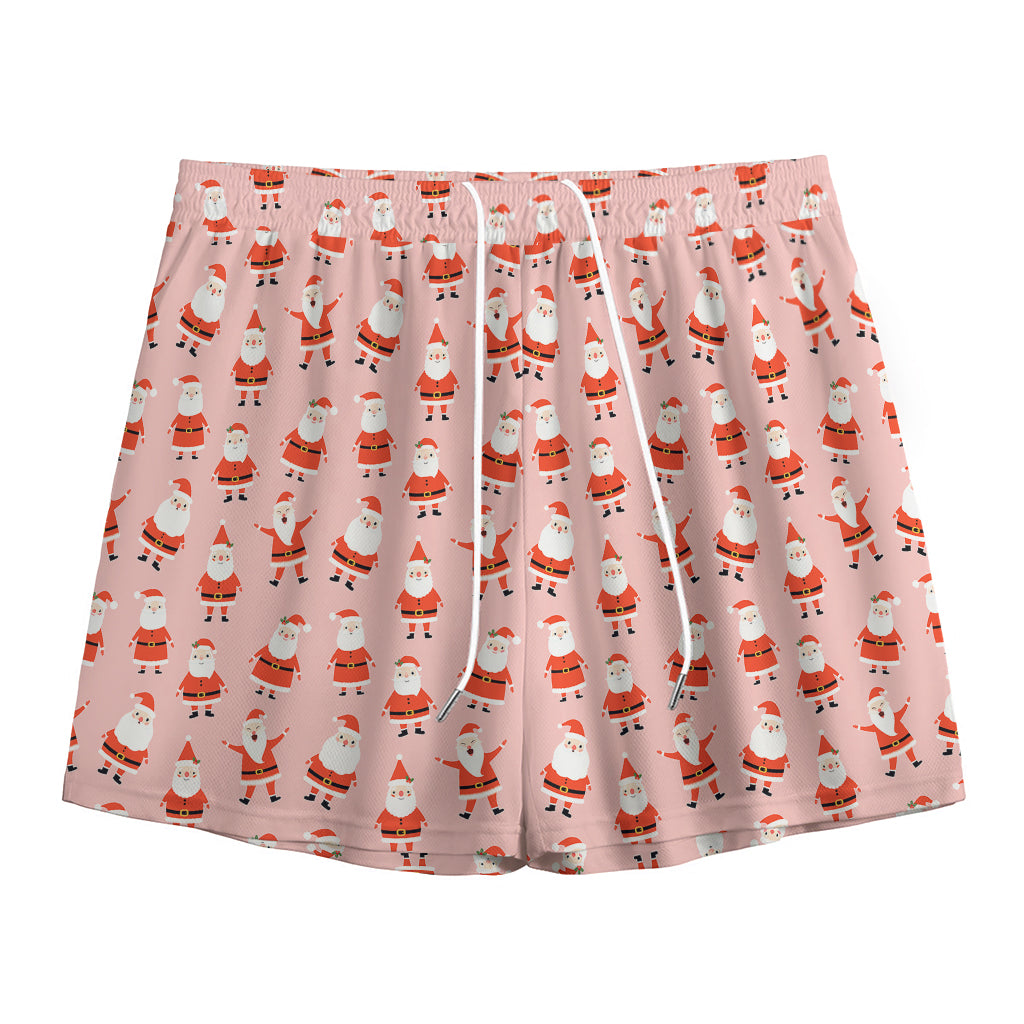 Cute Santa Claus Pattern Print Mesh Shorts