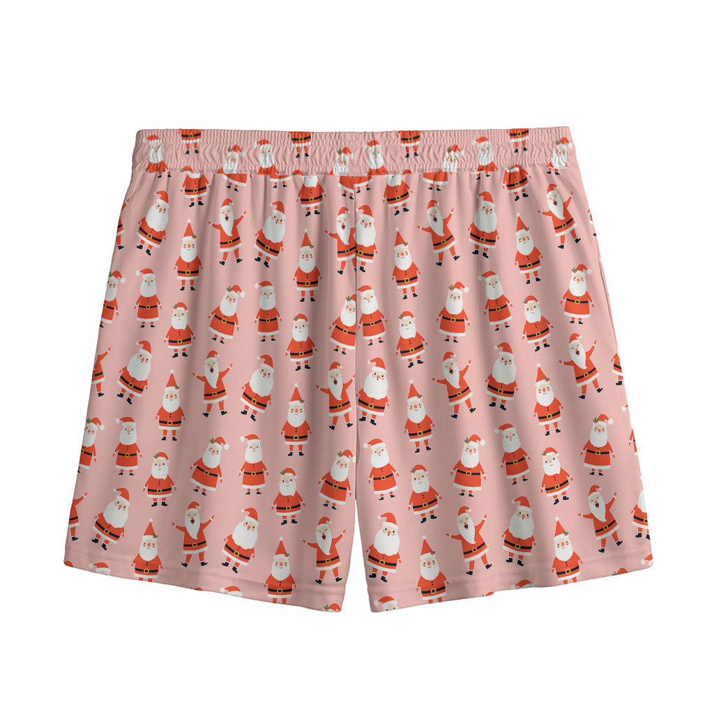 Cute Santa Claus Pattern Print Mesh Shorts