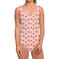 Cute Santa Claus Pattern Print One Piece Swimsuit