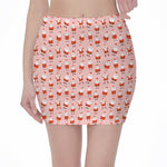 Cute Santa Claus Pattern Print Pencil Mini Skirt