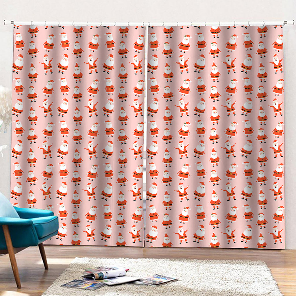 Cute Santa Claus Pattern Print Pencil Pleat Curtains
