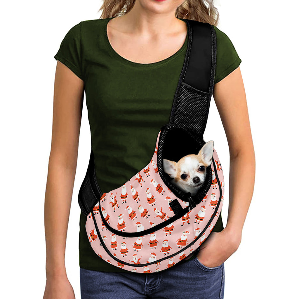 Cute Santa Claus Pattern Print Pet Sling Carrier