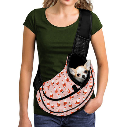 Cute Santa Claus Pattern Print Pet Sling Carrier