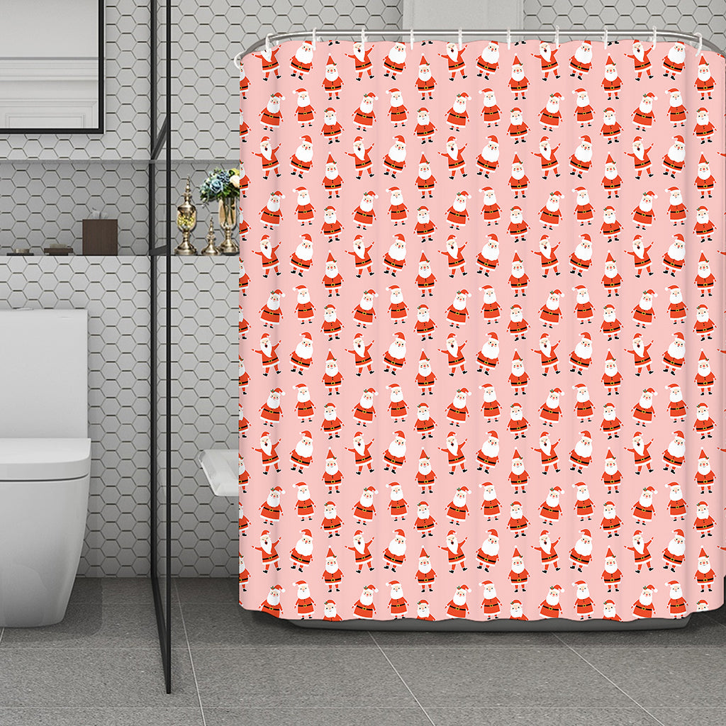 Cute Santa Claus Pattern Print Polyester Shower Curtain