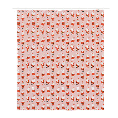 Cute Santa Claus Pattern Print Polyester Shower Curtain
