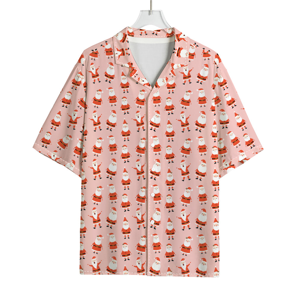 Cute Santa Claus Pattern Print Rayon Hawaiian Shirt