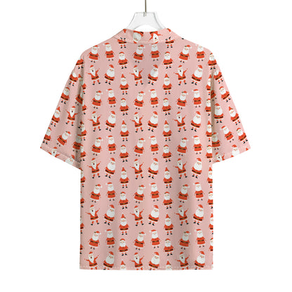 Cute Santa Claus Pattern Print Rayon Hawaiian Shirt