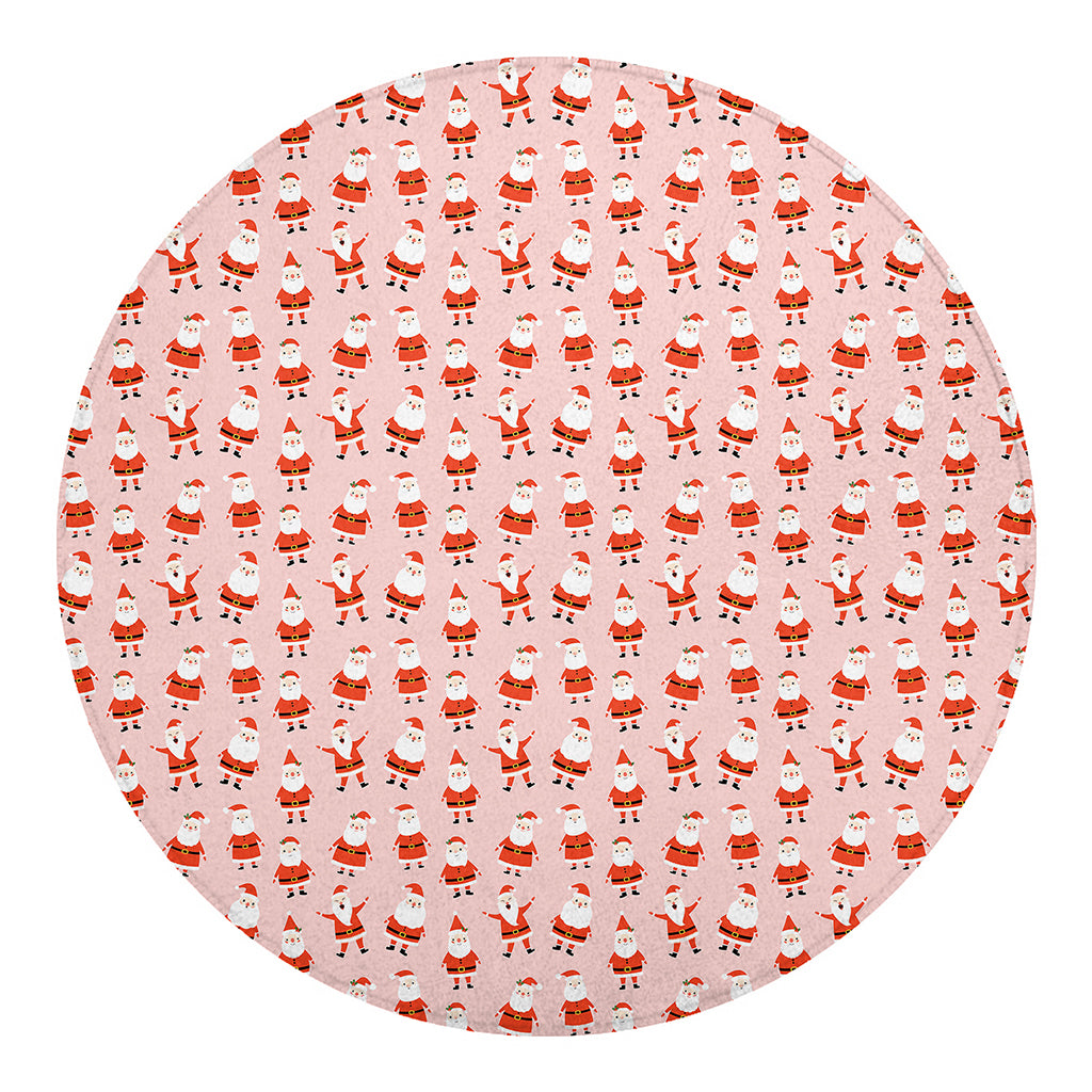 Cute Santa Claus Pattern Print Round Blanket