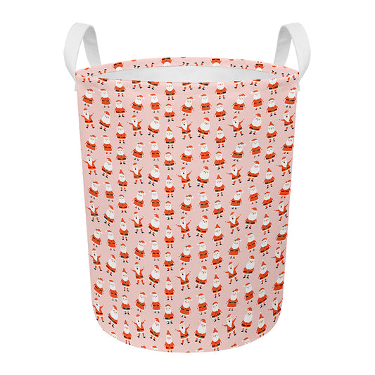 Cute Santa Claus Pattern Print Round Laundry Basket