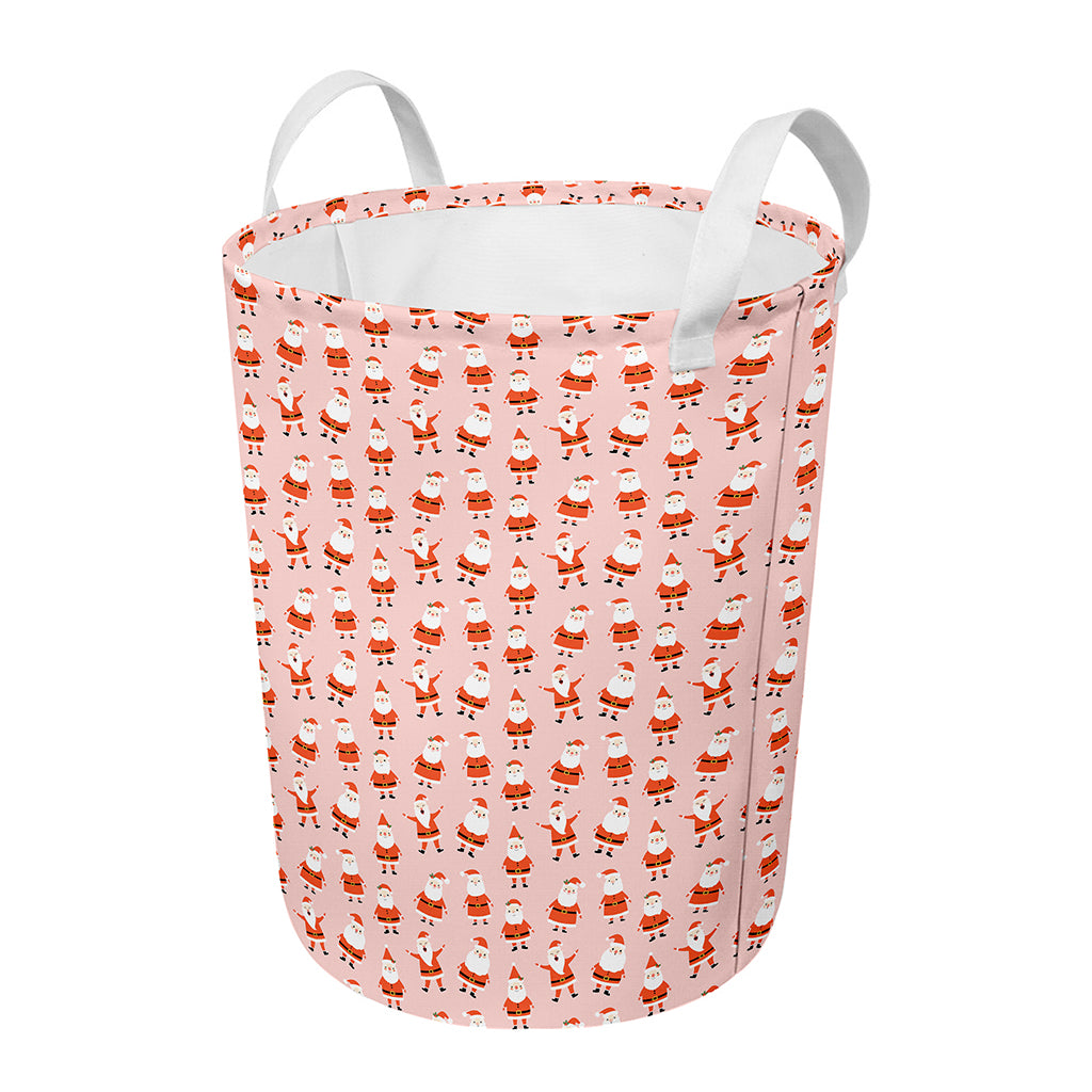 Cute Santa Claus Pattern Print Round Laundry Basket