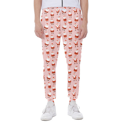Cute Santa Claus Pattern Print Scuba Joggers