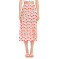 Cute Santa Claus Pattern Print Side Slit Midi Skirt