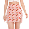 Cute Santa Claus Pattern Print Side Slit Mini Skirt