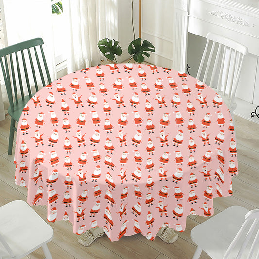 Cute Santa Claus Pattern Print Waterproof Round Tablecloth