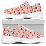 Cute Santa Claus Pattern Print White Chunky Shoes
