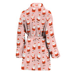 Cute Santa Claus Pattern Print Women's Bathrobe
