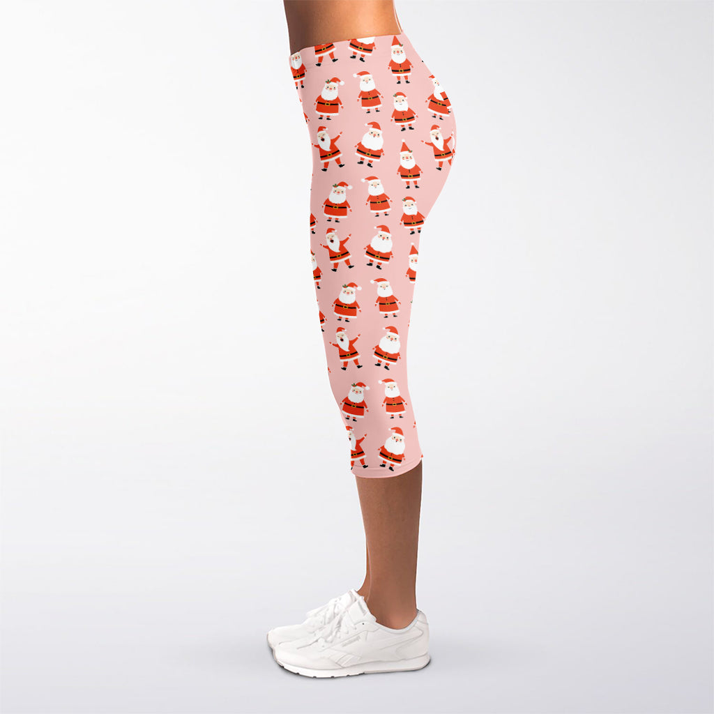 Cute Santa Claus Pattern Print Women's Capri Leggings