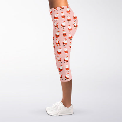 Cute Santa Claus Pattern Print Women's Capri Leggings