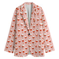 Cute Santa Claus Pattern Print Women's Cotton Blazer