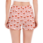 Cute Santa Claus Pattern Print Women's Split Running Shorts