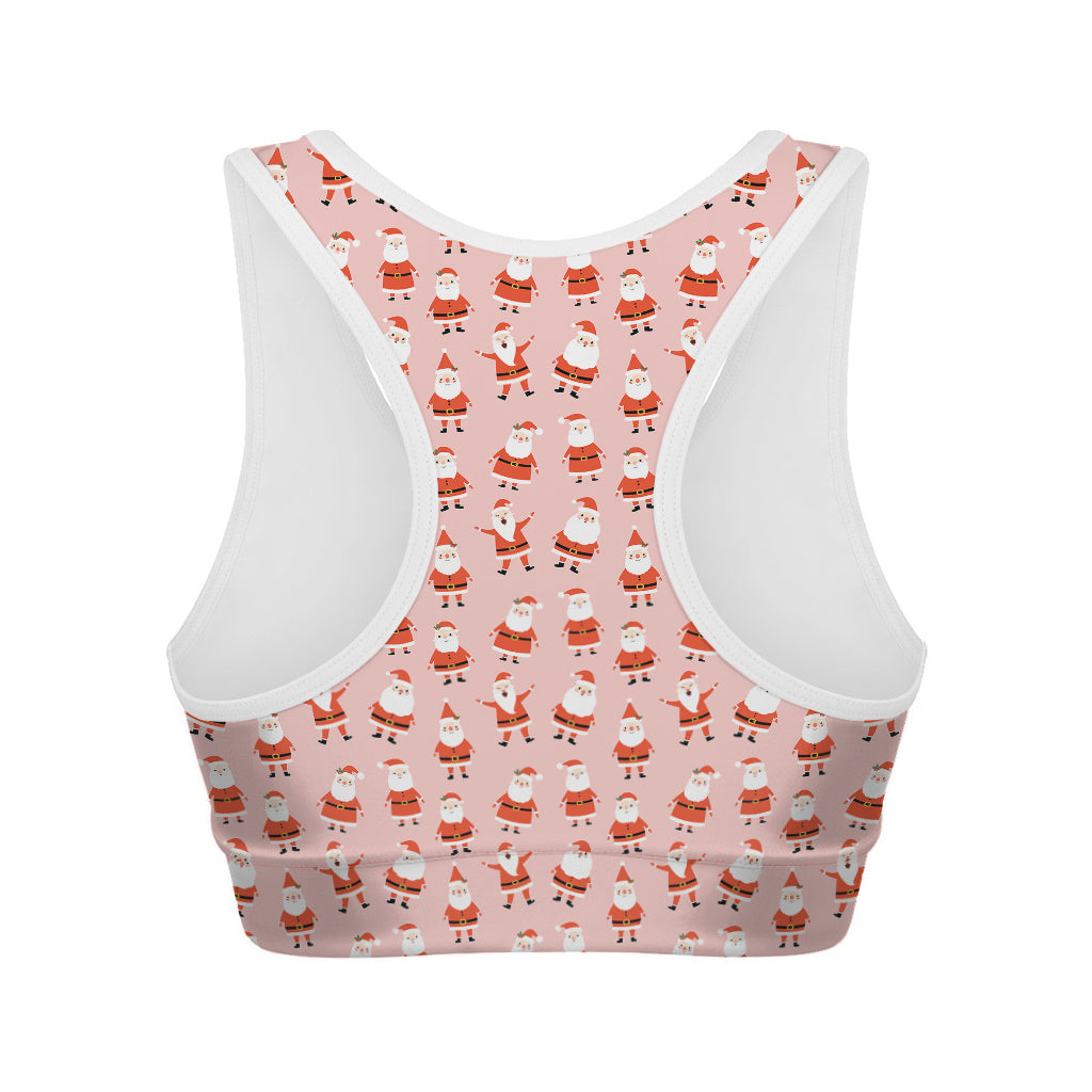Cute Santa Claus Pattern Print Women's Sports Bra