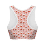 Cute Santa Claus Pattern Print Women's Sports Bra