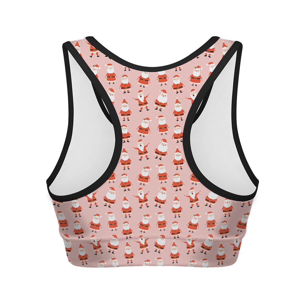 Cute Santa Claus Pattern Print Women's Sports Bra
