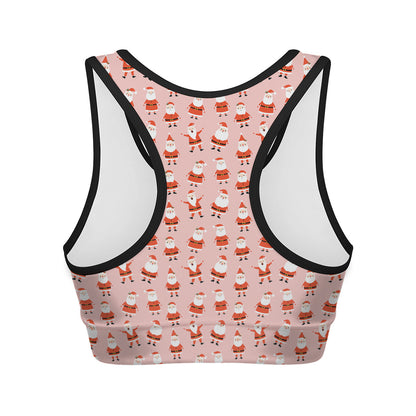 Cute Santa Claus Pattern Print Women's Sports Bra