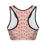 Cute Santa Claus Pattern Print Women's Sports Bra
