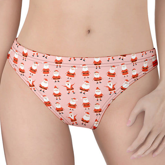 Cute Santa Claus Pattern Print Women's Thong