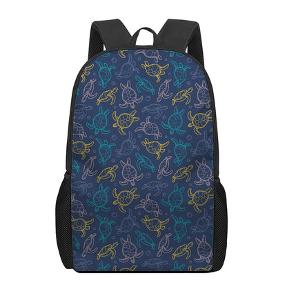 Cute Sea Turtle Pattern Print 17 Inch Backpack