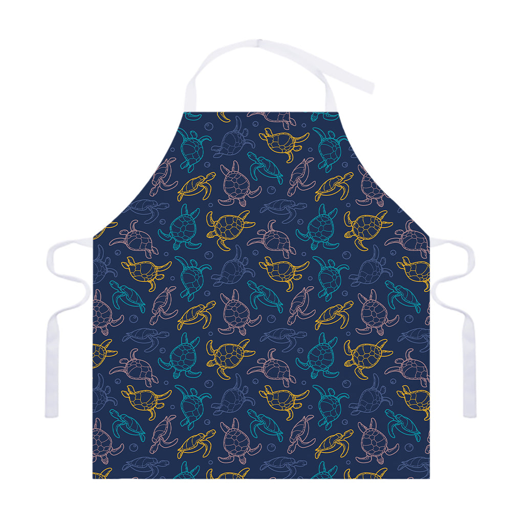 Cute Sea Turtle Pattern Print Adjustable Apron