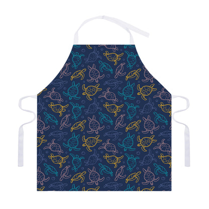 Cute Sea Turtle Pattern Print Adjustable Apron